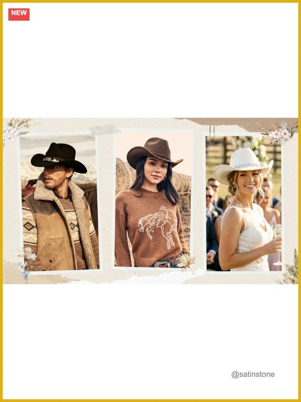 Faux Suede Cowboy Hat - Adjustable Teardrop Western Hat with Wired Brim